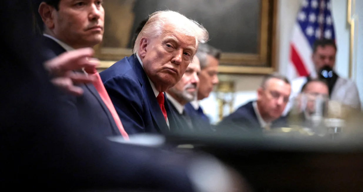 FILE PHOTO: U.S. President Donald Trump and Secretary of State Marco Rubio attend a cabinet meeting at the White House, in Washington, D.C., U.S., October 9, 2025. REUTERS/Evelyn Hockstein/File Photo/Evelyn Hockstein