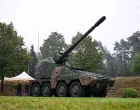A wheeled self-propelled howitzer RCH 155 from KNDS is displayed as the German army Bundeswehr establishes Artillery Battalion 215 for the 21st Armored Brigade in Augustdorf, Germany, October 7, 2025. REUTERS/Teresa Kroeger/Teresa. Kroeger