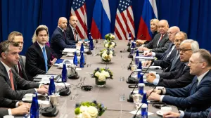 U.S. Secretary of State Marco Rubio meets with Russian Foreign Minister Sergey Lavrov as part of the the 80th session of the United Nations General Assembly at the Lotte Palace Hotel, in New York, U.S., September 24, 2025. Stefan Jeremiah/Pool via REUTERS/Stefan Jeremiah