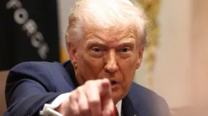 U.S. President Donald Trump gestures during a meeting with Australia's Prime Minister Anthony Albanese in the Cabinet Room at the White House, in Washington, D.C., U.S., October 20, 2025. REUTERS/Kevin Lamarque/Kevin Lamarque