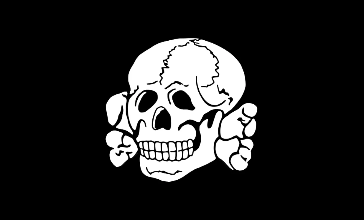 "Totenkopf", njemački izraz za "mrtvačku glavu". Simbol lubanje i prekriženih kostiju koristile su nacističke snage tijekom Drugog svjetskog rata./