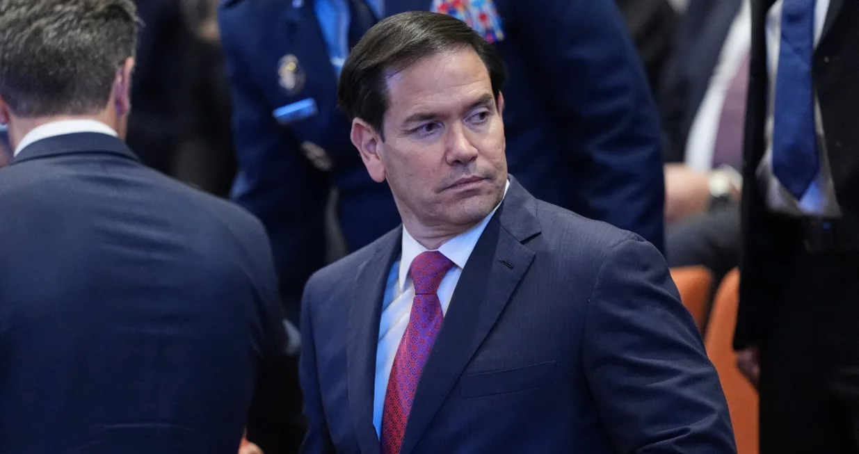 U.S. Secretary of State Marco Rubio arrives before President Donald Trump speaks to the Knesset, Monday, Oct. 13, 2025, in Jerusalem.  Evan Vucci/Pool via REUTERS/Evan Vucci