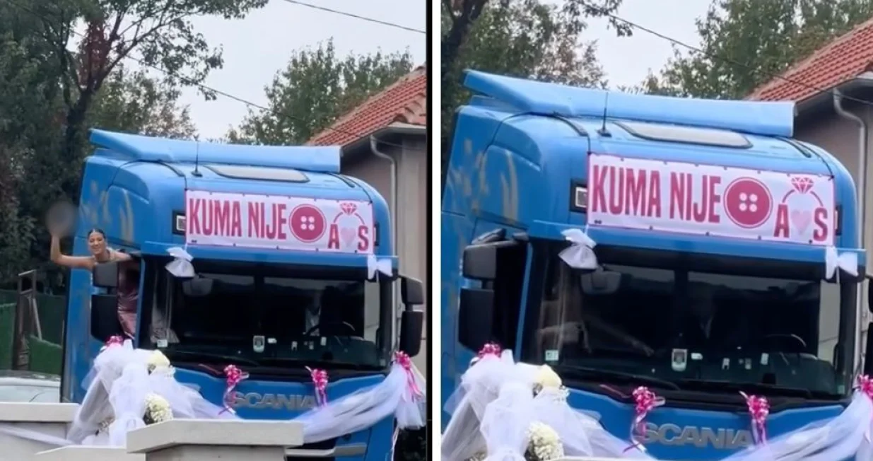 Kuma došla kamionom na svadbu, pa zapucala/Instagram