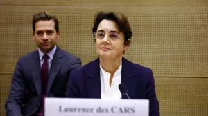 Laurence des Cars, president and director of the Louvre Museum, and Matthias Grolier, Chief of Staff to the President and Director of the Louvre Museum are seen before the start of a hearing by the Culture, Education, Communication and Sport Commission at the French Senate, on the day the Louvre Museum reopened to the public for the first time since last Sunday's heist, while the Galerie d'Apollon where eight pieces of Napoleon and the Empress's jewelry collection displayed in the gallery were stolen by thieves, remains closed, in Paris, France, October 22, 2025. REUTERS/Sarah Meyssonnier/Sarah Meyssonnier