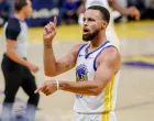 Oct 23, 2025; San Francisco, California, USA; Golden State Warriors guard Stephen Curry (30) celebrates against the Denver Nuggets during the third quarter at Chase Center. Mandatory Credit: Bob Kupbens-Imagn Images/Foto: Bob Kupbens
