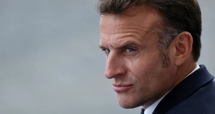 FILE PHOTO: French President Emmanuel Macron attends the annual Bastille Day military ceremony on the Place de la Concorde in Paris, France, July 14, 2025. REUTERS/Gonzalo Fuentes/File Photo/Gonzalo Fuentes