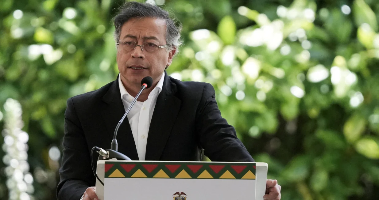 FILE PHOTO: Colombia's President Gustavo Petro speaks during the Fifth Presidential Summit of the Amazon Cooperation Treaty Organization (ACTO), where member states meet to tackle environmental, social, and climate challenges in the Amazon biome, in Bogota, Colombia, August 22, 2025. REUTERS/Nathalia Angarita/File Photo/Nathalia Angarita