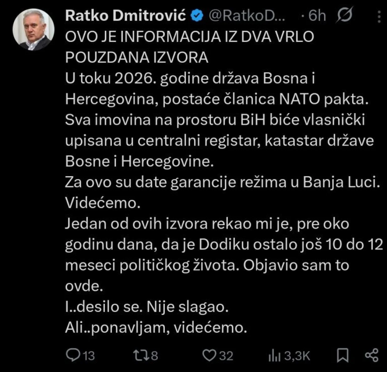Ratko Dmitrović - NATO, Dodik//