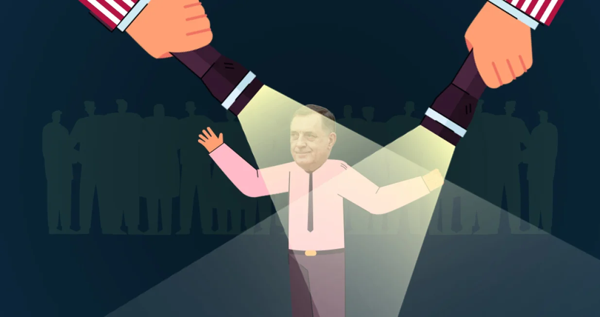 Jerković analizira trenutnu poziciju Milorada Dodika pod američkim pritiskom, navodeći da se, iako je formalno izgubio funkciju predsjednika RS-a, i dalje prikriveno pona&scaron;a kao njen stvarni vođa, ali da je pod velikim međunarodnim pritiskom i "stjeran u kut". On smatra da je američka administracija, nakon godina sukoba, natjerala Dodika na povlačenje i promjene politike, &scaron;to vidi kao pobjedu institucija države Bosne i Hercegovine i znak moguće nove, pragmatičnije američke strategije prema RS-u i BiH./Benjamin Krnić