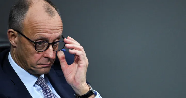 German Chancellor Friedrich Merz looks on during a plenum session of the lower house of parliament, the Bundestag, following his delivery of a government declaration on the upcoming European Council meeting, in Berlin, Germany October 16, 2025. REUTERS/Annegret Hilse/Annegret Hilse