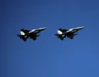 Greek fighter jets fly over during a military parade marking Cyprus' Independence Day in Nicosia, Cyprus, October 1, 2025. REUTERS/Yiannis Kourtoglou/Yiannis Kourtoglou