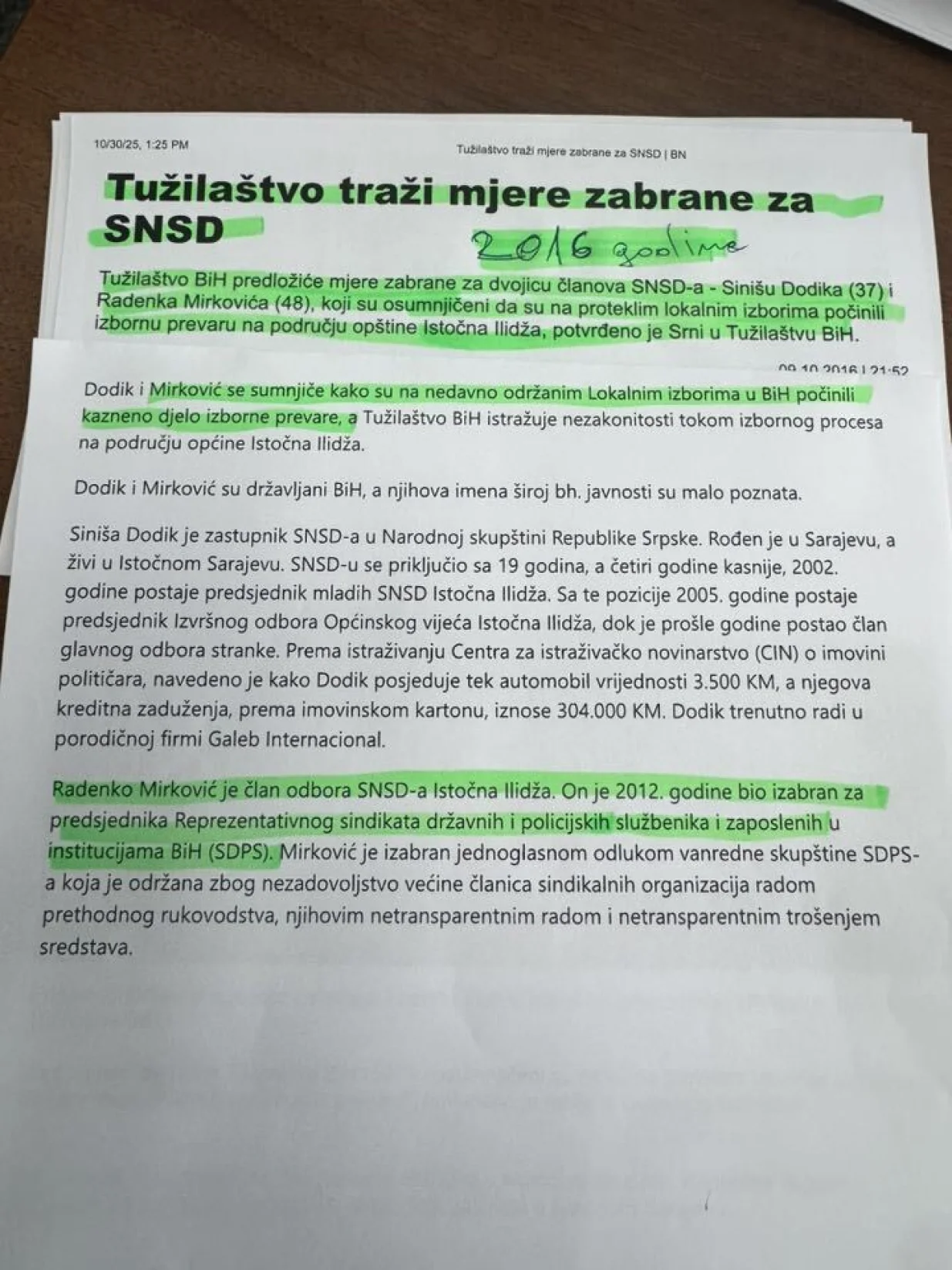 Zahtjev Tužila&scaron;tva Bih za mjere zabrane Radenku Mirkoviću/