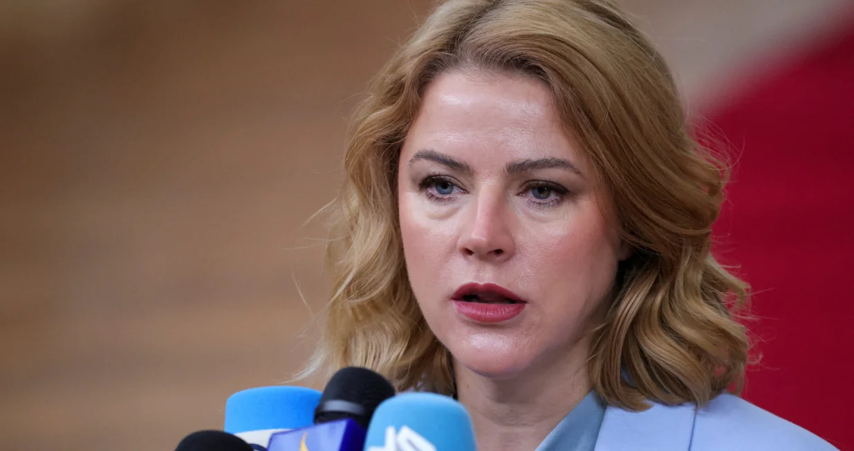 FILE PHOTO: Latvia's prime minister, Evika Silina, attends the Euro Summit in Brussels, Belgium, October 23, 2025. REUTERS/Yves Herman/File Photo/Yves Herman