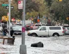 Vehicles move through floodwater in New York City, U.S. October 30, 2025, in this still image obtained from social media video. Mariah Whitmoyer/via REUTERS THIS IMAGE HAS BEEN SUPPLIED BY A THIRD PARTY. MANDATORY CREDIT. NO RESALES. NO ARCHIVES. VERIFICATION: - Location verified by road layout, street signage, buildings' facades and trees that matched file & satellite imagery. Coordinates included in original file metadata - Date verified by original file metadata/Mariah Whitmoyer