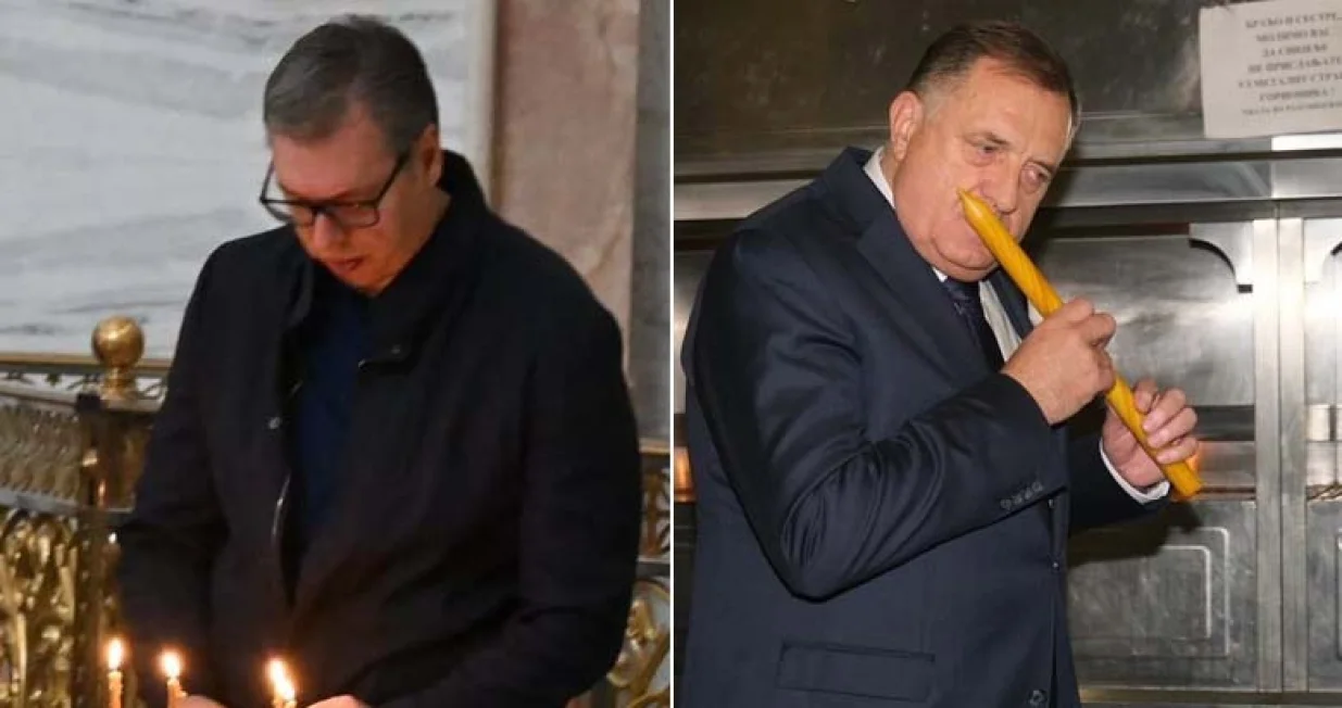 aleksandar vučić i milorad dodik parastosi u beogradu i banjoj luci/Instagram/x