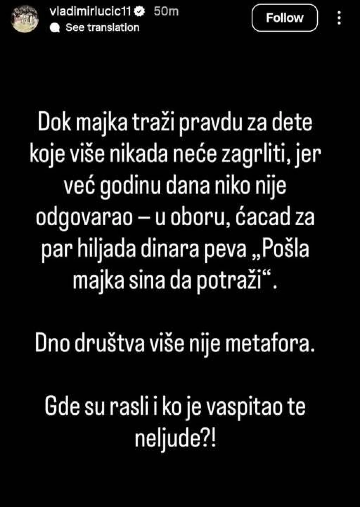 Vladimir Lučić poruka/Foto: 