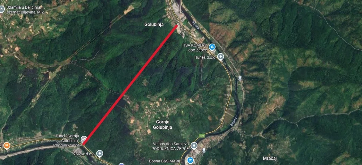 Tunel Bosna mapa/Oslobođenje