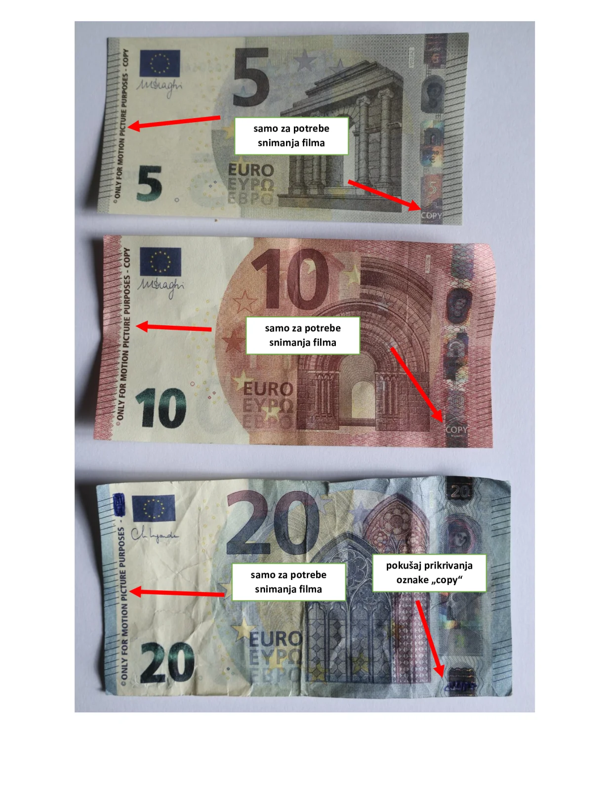 Filmske novčanice euri/Policija Brčko Distrikta