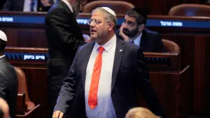 Israeli politician Itamar Ben-Gvir walks inside the Knesset, on the day U.S. President Donald Trump delivers remarks, in Jerusalem, October 13, 2025. Chip Somodevilla/Pool via REUTERS/Chip Somodevilla