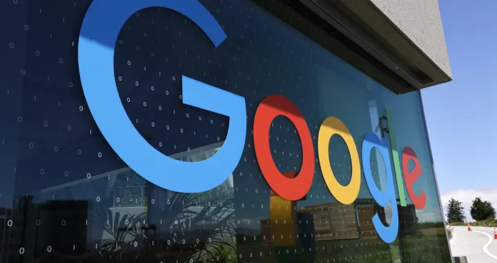 epa09952080 Google logo and binary code on the window of Google's new Bay View campus building, BV100 and during a media tour in Mountain View, California, USA, 16 May 2022. Google announced on 16 May the opening of its new Bay View campus in Silicon Valley, representing the company's first time developing its own major campus and the largest to pursue multiple green building certifications. The Bay View campus was designed by architects Bjarke Ingels Group (BIG) and Heatherwick Studio, as well as Google's design and engineering teams and spans 42 acres adjacent to the open space, two office buildings, and 1,00-person event center, and 240 short-term employee accommodations units. The campus incorporates biophilic design principles, including greenery, natural daylight and views outside from every desk to improve the health and wellbeing of those inside the building. The new building is to operate every hour of every day on carbon-free energy by 2030, the first-of-its-kind dragonscale solar skin, as well as nerby wind farms, will power Bay View on carbon-free energy 90 percent of the time. Bay View is 100 percent electric where even the kitchens are electric to decrease carbon emissions. To help deliver on its commitment to replenish 120 percent of the water it comsumes by 2023, the site is net water-positive with all non-potable water demands being met using the recycled water it generates on site. A series of above-ground ponds gather rainwater, combine with building wastewater treatment systems, together serve as a water source for cooling towers, flushing toilets, and landscape irrigation. EPA/JOHN G. MABANGLO/John G. Mabanglo