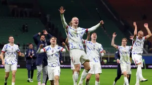 Soccer Football - World Cup - UEFA Qualifiers - Group I - Italy v Norway - San Siro, Milan, Italy - November 16, 2025 Norway's Erling Haaland and teammates celebrate after the match REUTERS/Claudia Greco  TPX IMAGES OF THE DAY/Foto: Claudia Greco