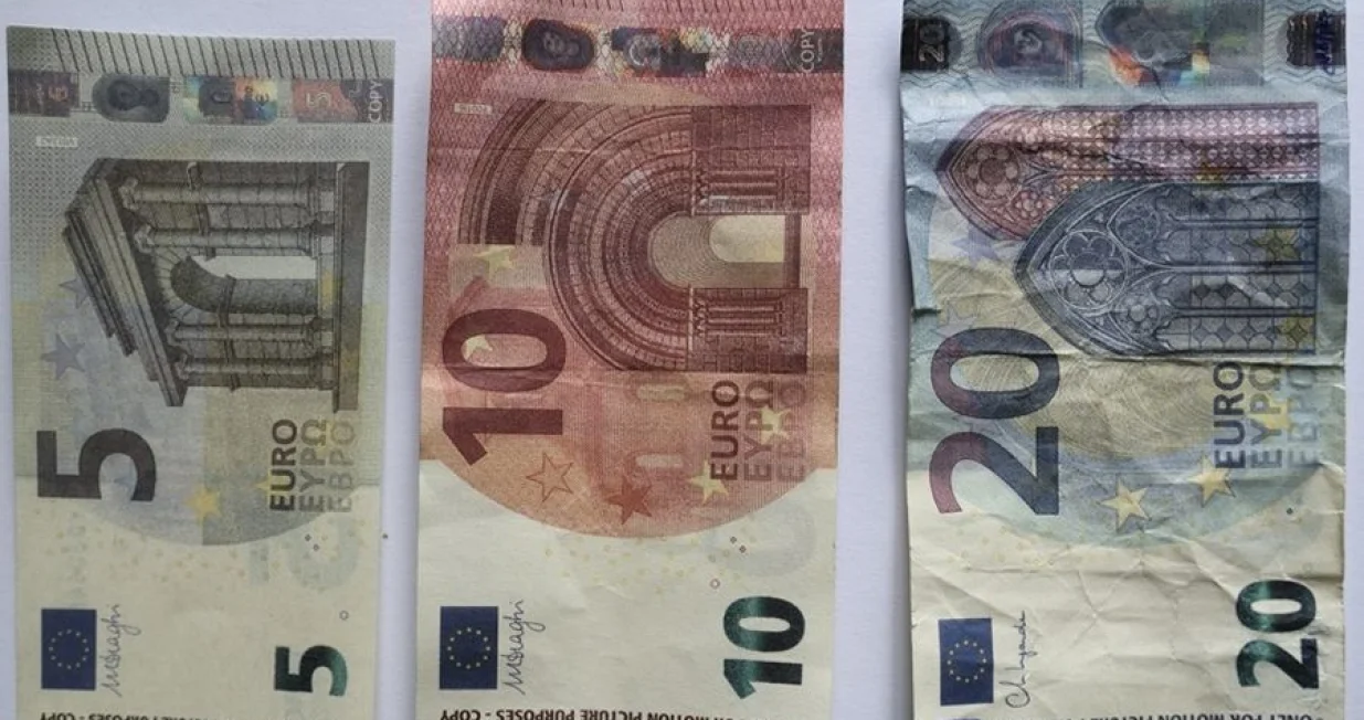 Lažne novčanice u apoenima od 5, 10 i 20 eura/Mup Usk
