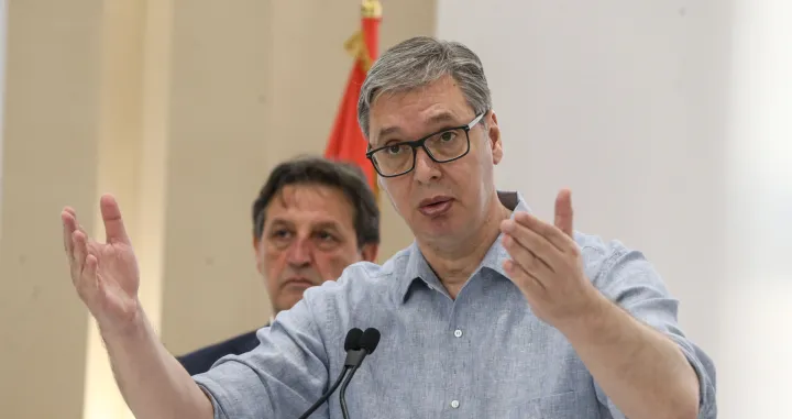 BEOGRAD, SRBIJA - 23. jun 2025: Srbija želi mir na Bliskom i Srednjem istoku, nama su prijateljske zemlje i Izrael i Iran, poručio je predsjednik Srbije Aleksandar Vučić govoreći o posljednjim dešavanjima na Bliskom istoku i sukobu Izraela i Irana (Filip Stevanovic - Anadolu Agency)/