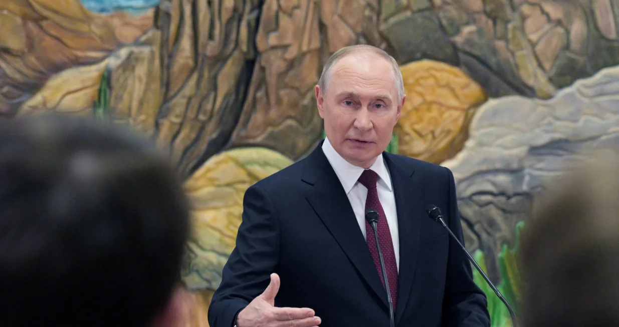 Russian President Vladimir Putin speaks during a press conference following the Collective Security Treaty Organization (CSTO) summit in Bishkek, Kyrgyzstan, November 27, 2025. Sputnik/Alexey Nikolskyi/Pool via REUTERS ATTENTION EDITORS - THIS IMAGE WAS PROVIDED BY A THIRD PARTY./Alexey Nikolskyi