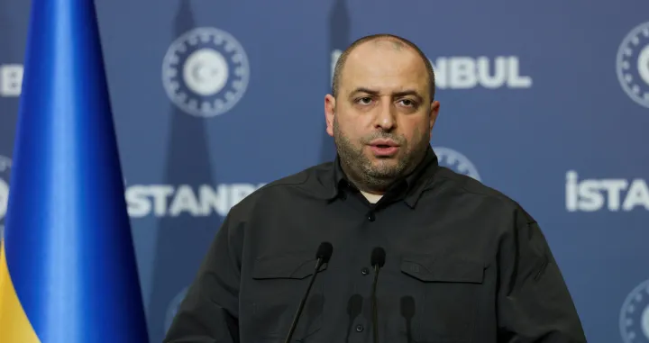 FILE PHOTO: Secretary of Ukraine's National Security and Defence Council Rustem Umerov speaks during a press conference after the third round of peace talks between Russia and Ukraine at Ciragan Palace in Istanbul, Turkey, July 23, 2025. REUTERS/Murad Sezer/File Photo/Murad Sezer