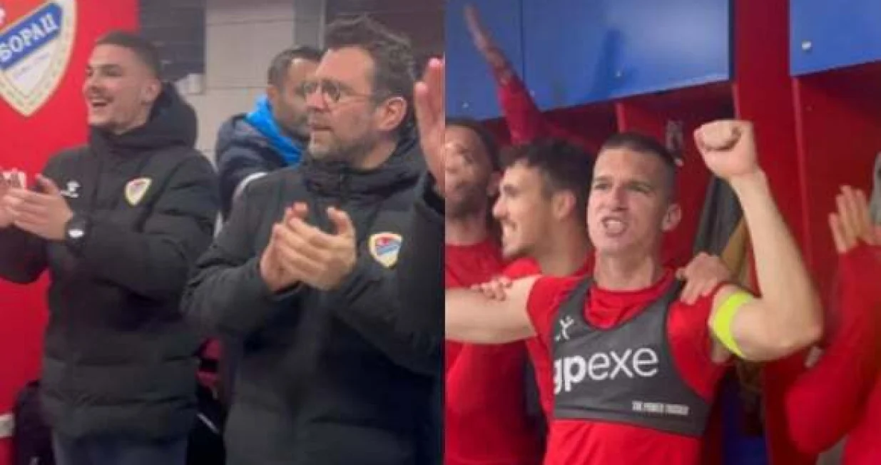 Slavlje u svlačionici Borca (FOTO: Screenshot/Kolaž)/Foto: 