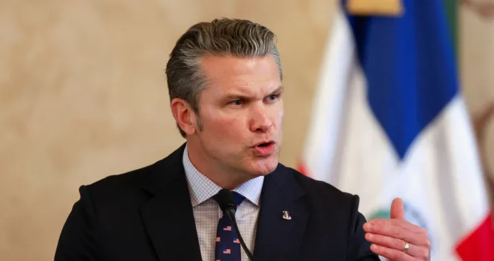 U.S. Secretary of Defense Pete Hegseth speaks during a meeting with Dominican Republic President Luis Abinader at the National Palace, in Santo Domingo, Dominican Republic November 26, 2025. REUTERS/Erika Santelices/Erika Santelices
