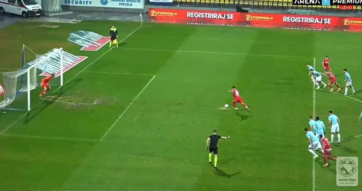 Gol Jovića za vodstvo Sloge protiv Posu&scaron;ja (FOTO: Screenshot/Arenasport)/Foto: 