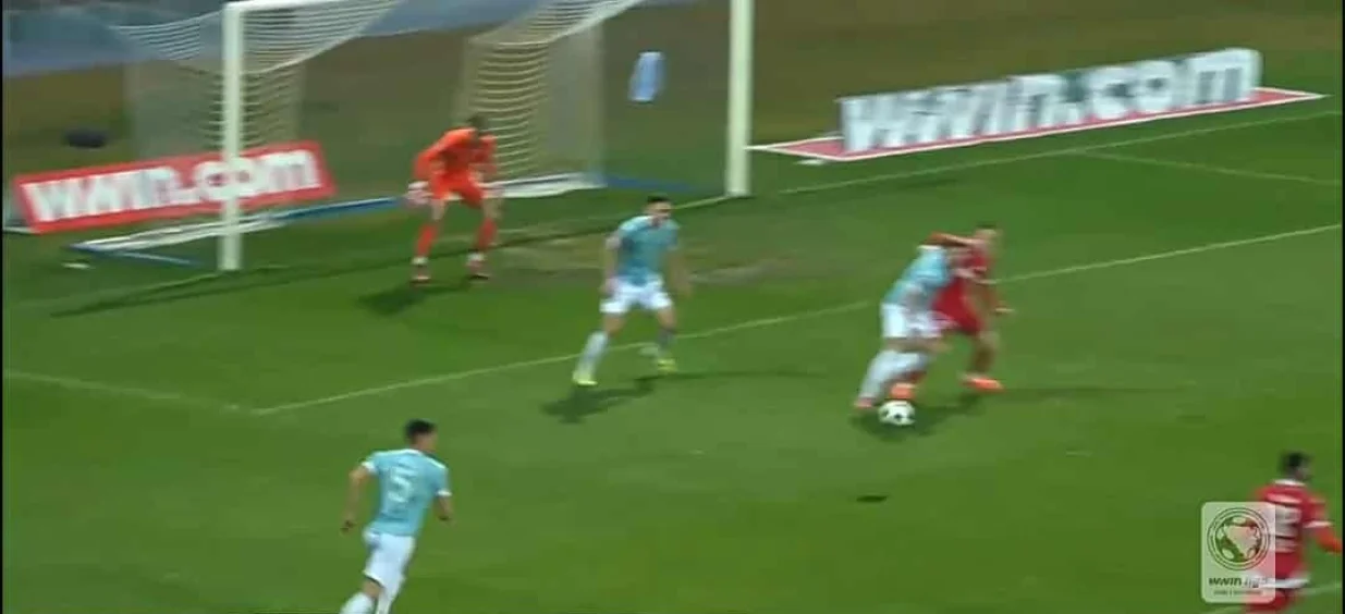 Gol Jovića za vodstvo Sloge protiv Posu&scaron;ja (FOTO: Screenshot/Arenasport)/Foto: 