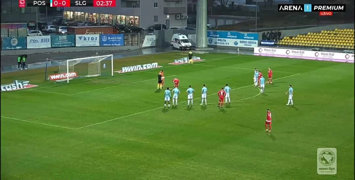 Gol Jovića za vodstvo Sloge protiv Posu&scaron;ja (FOTO: Screenshot/Arenasport)/Foto: 