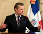 U.S. Secretary of Defense Pete Hegseth speaks during a meeting with Dominican Republic President Luis Abinader at the National Palace, in Santo Domingo, Dominican Republic November 26, 2025. REUTERS/Erika Santelices/Erika Santelices