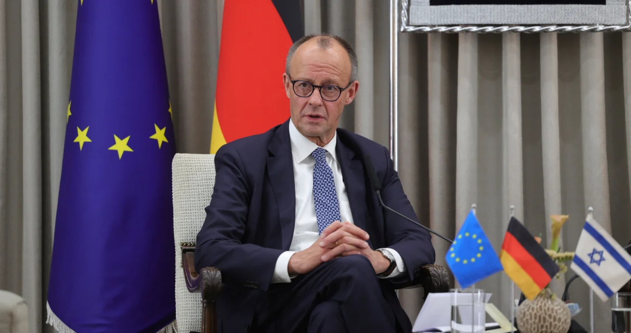 German Chancellor Friedrich Merz looks on during a meeting with Israeli President Isaac Herzog at the President's residence in Jerusalem, December 6, 2025. Abir Sultan/Pool via REUTERS/Abir Sultan