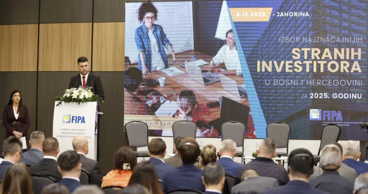 Agencija za unapređenje stranih investicija Bosne i Hercegovine (FIPA) organizirala je svečanu manifestaciju "Izbor najznačajnijeg stranog investitora u BiH za 2025. godinu",/
