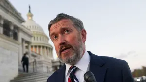 U.S. Representative Thomas Massie (R-KY) speaks with the media in front of the U.S. Capitol, as members of the U.S. House of Representatives returned to Washington after a 53-day break, for a vote that could bring the longest U.S. government shutdown in history to a close, in Washington, D.C., U.S., November 12, 2025. REUTERS/Nathan Howard/Nathan Howard