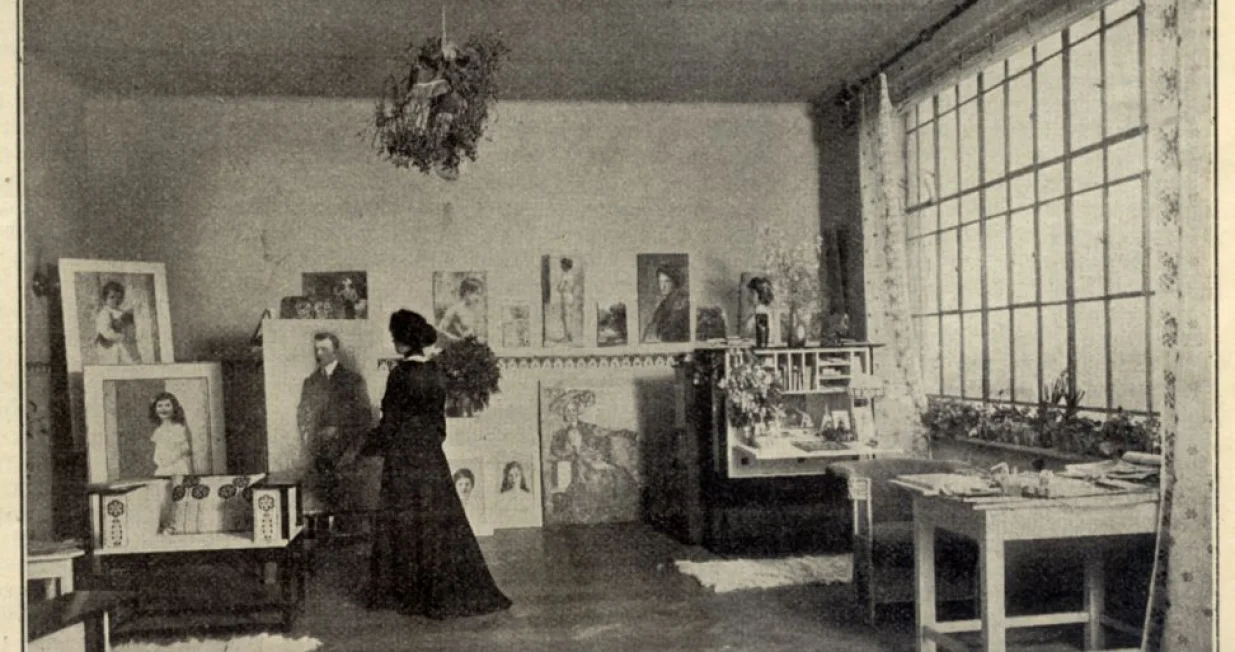 Antonija Krasnik u vlastitom atelijeru, Beč, Stubenring, Rosenbursenstrasse 8/