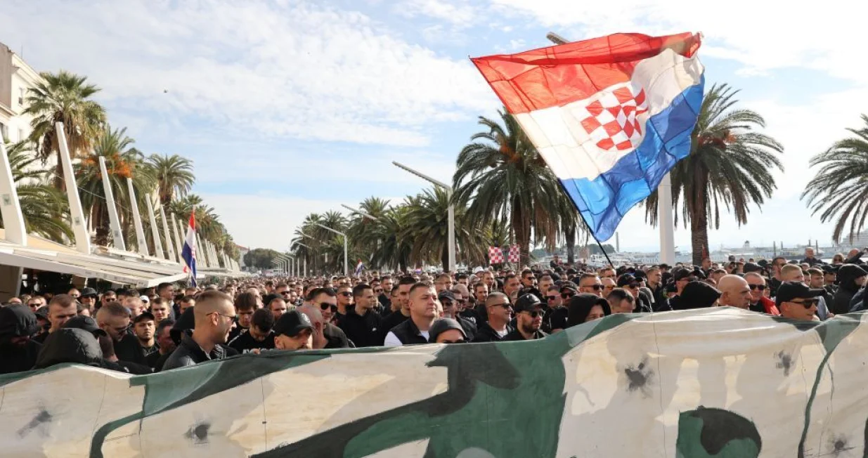 Protest, riva, Split, hapšenje napadača na Srbe, Hrvatska/Bogdan Klarić