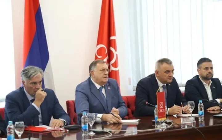 Siniša Karan, Milorad Dodik, Savo Minić, Srđan Amidžić, vladajuća koalicija, sastanak, RS/Rtrs
