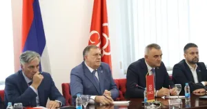 Siniša Karan, Milorad Dodik, Savo Minić, Srđan Amidžić, vladajuća koalicija, sastanak, RS/Rtrs