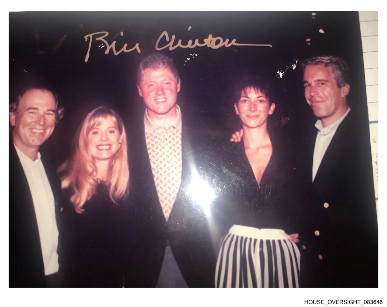 Former U.S. President Bill Clinton, Ghislaine Maxwell and late financier and convicted sex offender Jeffrey Epstein pose in this handout image released from Epstein's estate by Democrats on the House Oversight Committee in Washington, D.C., U.S., on December 12, 2025. House Oversight Committee Democrats/Handout via REUTERS. THIS IMAGE HAS BEEN SUPPLIED BY A THIRD PARTY/House Oversight Committee Democr