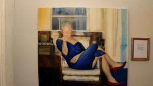 A painting of former U.S. President Bill Clinton wearing a dress is displayed inside the Manhattan home of Jeffrey Epstein in this image from the estate of late financier and convicted sex offender Jeffrey Epstein, released by the Department of Justice in Washington, D.C., U.S., on December 19, 2025. U.S. Justice Department/Handout via REUTERS THIS IMAGE HAS BEEN SUPPLIED BY A THIRD PARTY  TPX IMAGES OF THE DAY  THIS PICTURE WAS PROCESSED BY REUTERS TO ENHANCE QUALITY. AN UNPROCESSED VERSION HAS BEEN PROVIDED SEPARATELY./U.s. Justice Department