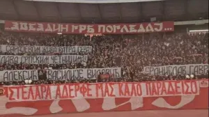 Skandalozan transparent navijača Crvene zvezde (FOTO: Screenshot)/Foto: 