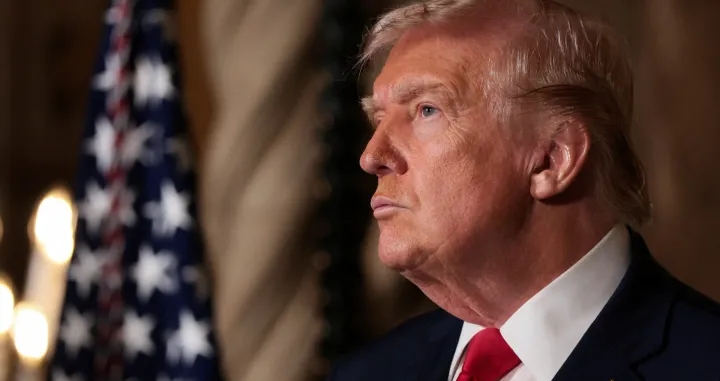 U.S. President Donald Trump attends a press conference, as he makes an announcement about the Navy's "Golden Fleet" at Mar-a-lago in Palm Beach, Florida, U.S., December 22, 2025. REUTERS/Jessica Koscielniak/Jessica Koscielniak