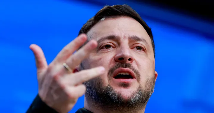 Ukrainian President Volodymyr Zelenskiy attends a press conference on the day of the European Union leaders' summit in Brussels, Belgium, December 18, 2025. REUTERS/Stephanie Lecocq/Stephanie Lecocq