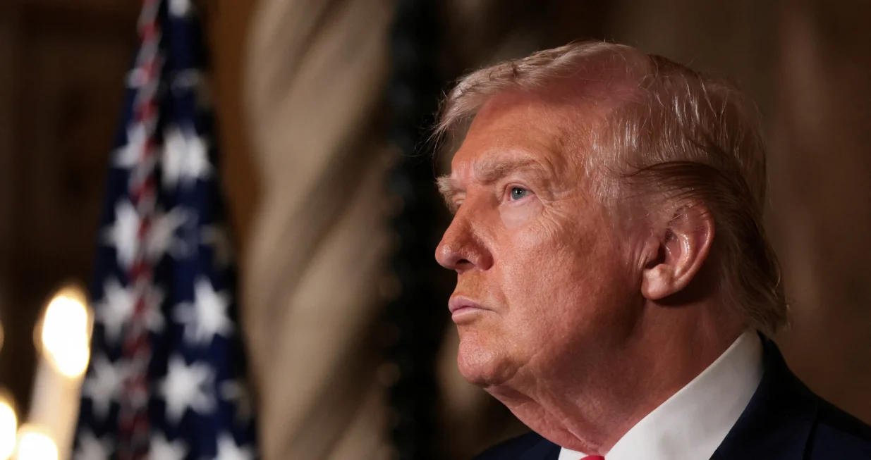 U.S. President Donald Trump attends a press conference, as he makes an announcement about the Navy's "Golden Fleet" at Mar-a-lago in Palm Beach, Florida, U.S., December 22, 2025. REUTERS/Jessica Koscielniak/Jessica Koscielniak