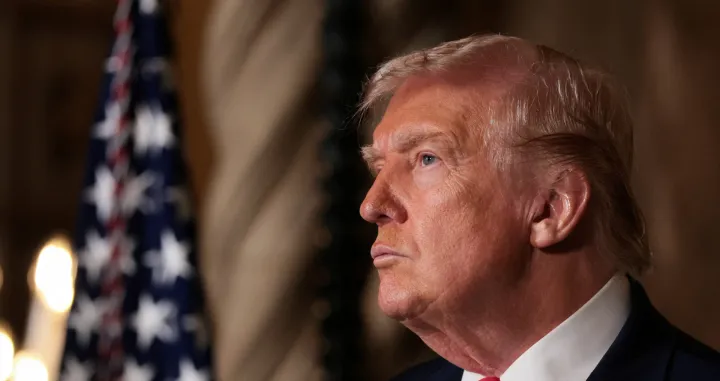 U.S. President Donald Trump attends a press conference, as he makes an announcement about the Navy's "Golden Fleet" at Mar-a-lago in Palm Beach, Florida, U.S., December 22, 2025. REUTERS/Jessica Koscielniak/Jessica Koscielniak