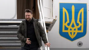 Ukrainian President Volodymyr Zelenskiy arrives to meet with Canada's Prime Minister Mark Carney in Halifax, Nova Scotia, Canada, December 27, 2025. REUTERS/Darren Calabrese/Darren Calabrese